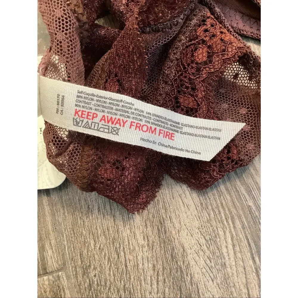 Intimately Free People Womens S Mocha Polka Dot Mesh Mid Week Thong Panty C12-6